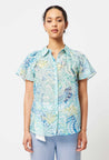 Once Was top Once Was Ayanna Cotton/Silk Pleat Detail Shirt Azura Arcadia Print | Dalston clothing