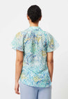 Once Was top Once Was Ayanna Cotton/Silk Pleat Detail Shirt Azura Arcadia Print | Dalston clothing