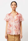 Once Was top Once Was Ayanna Cotton/Silk Pleat Detail Shirt Sunset Arcadia Print  | Dalston clothing