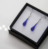 Wearing Glass Jewellery Ear drops cobalt | Dalston clothing