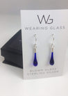 Wearing Glass Jewellery Ear drops cobalt